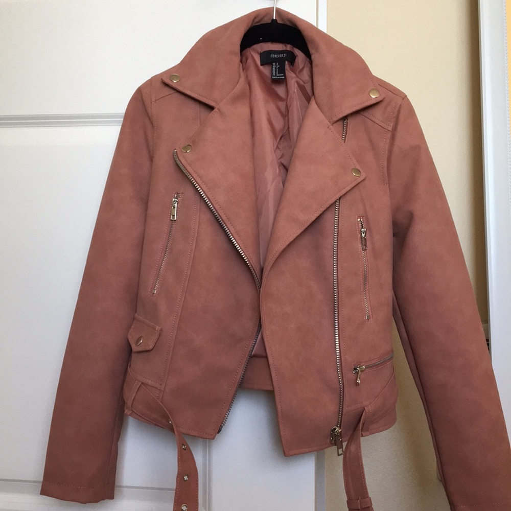 Pink faux suede jacket